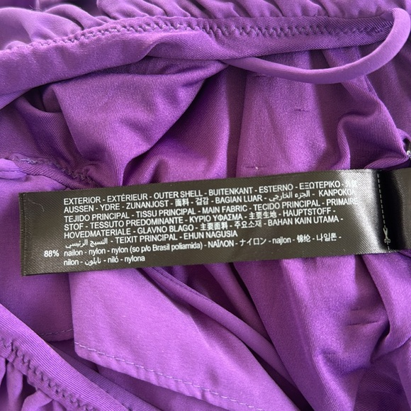 ZARA Swimwear purple deep-v ruffle strappy high cut one piece bathing suit small - Picture 14 of 16
